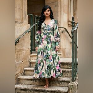 Karen Millen | Dresses | Karen Millen Mirrored Tulipa Print Satin Maxi Dress  Sz 2 Cut Out Back | Poshmark